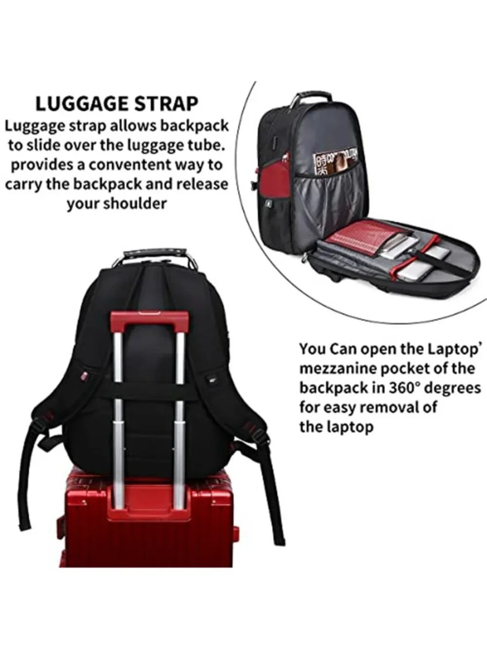 SHRRADOO Large Travel Laptop Backpack for Women, Work College Backpacks